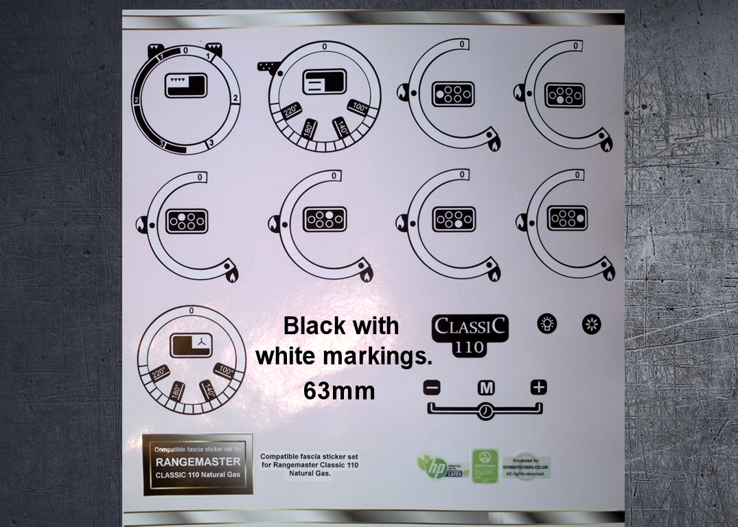 (image for) Rangemaster classic 110 natural gas compatible fascia sticker set.